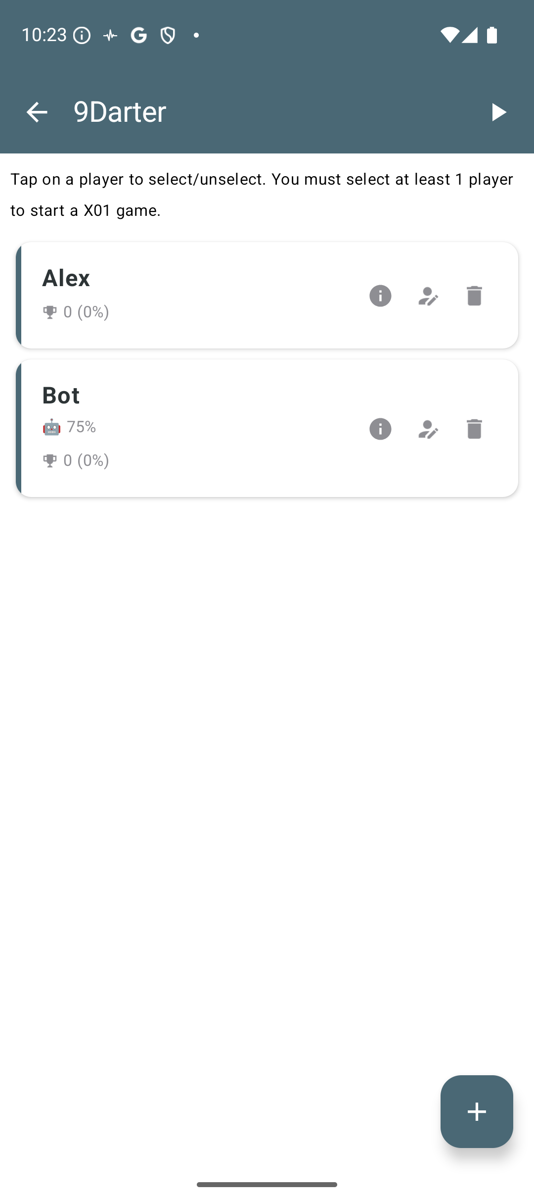 9Darter player setup and bot mode