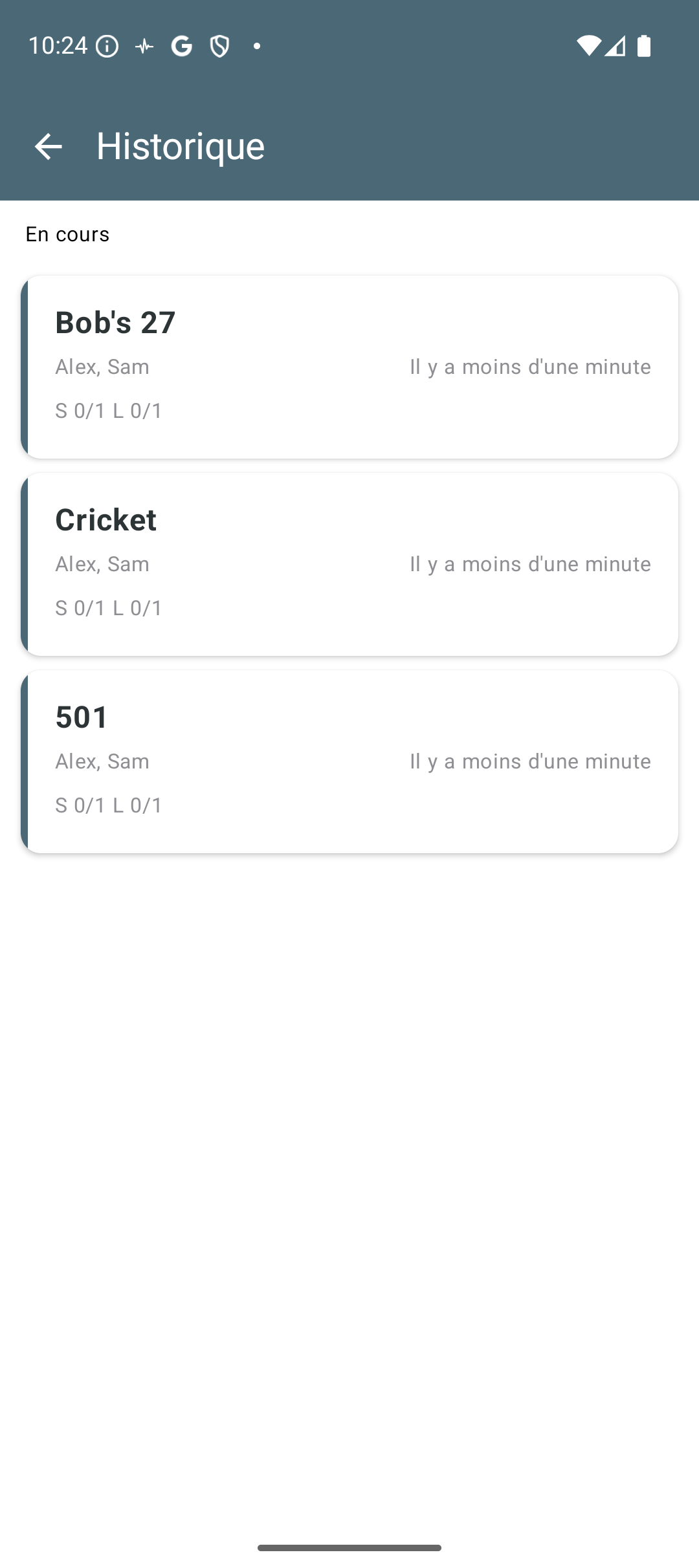 Historique des parties et statistiques sur 9Darter